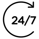 24 Hours a day service Black Filled icon
