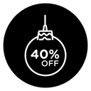 40 Percent Off Bauble Black Filled icon