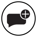 Add Chat Plus Badge Black Filled icon