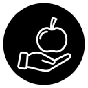 Apple in hand icon