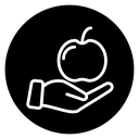 Apple in hand icon