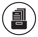 Archival box with documents icon