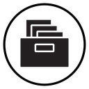 Archival box with documents icon