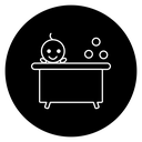 Baby bath on bathtub icon