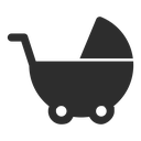 Baby carriage set icon