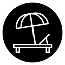 Beach chair with umbrella icon