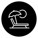 Beach Lounger Umbrella Black Filled icon