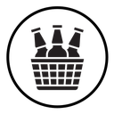 Beer bottles in basket icon