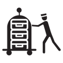 Bellboy with luggage cart icon