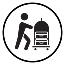 Bellboy with luggage cart icon