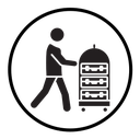 Bellboy with luggage cart icon