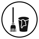Besom with stick and pail icon