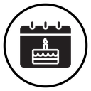 Birthday Calendar Cake Black Filled icon