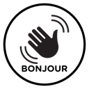 Bonjour Hand Wave Badge Black Filled icon
