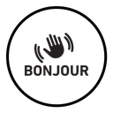 Bonjour text with hand wave icon
