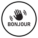 Bonjour text with hand wave icon