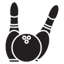 Bowling pins with ball icon