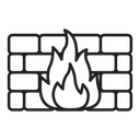 Brick wall and fire icon