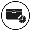 Briefcase with clock icon