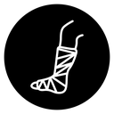 Broken leg in a plaster icon