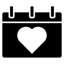 Calendar heart Black Filled icon