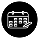 Calendar pen Black Filled icon