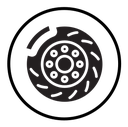 Car brake disk with caliper icon