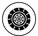 Car wheel black filled icon