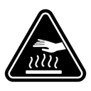 Caution hot surface sign icon