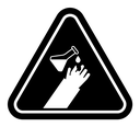 Chemical burns hazard sign icon