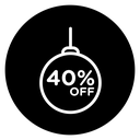 Christmas ball with 40 off discount icon