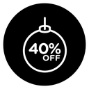Christmas ball with 40 off discount icon