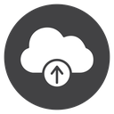 Cloud Upload Badge Black Filled icon