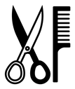 Comb and scissors icon