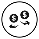 Compare Price Hands Coins Black Filled icon
