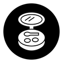 Cosmetic powder with mirror icon