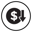 Cost Reduction Dollar Arrow Black Filled icon
