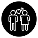 Couple with love icon