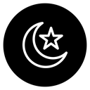 Crescent Moon And Star Black Filled icon