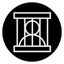 Criminal behind bars icon