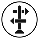 Crossroads Signpost Arrows Black Filled icon