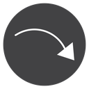 Curving Down Arrow Black Filled icon