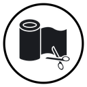 Cut roll of fabric icon