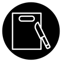 Cutting board with knife icon