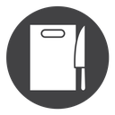 Cutting board with knife icon
