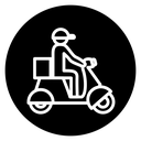 Delivery man riding motorcycle icon