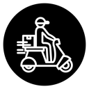 Delivery man riding motorcycle icon