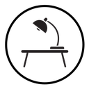Desk with lamp icon