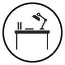 Desk with lamp icon