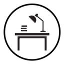 Desk with lamp icon